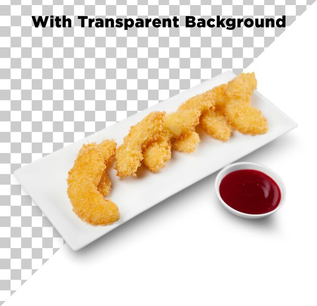 Las tiras de pollo frito con salsa de ketchup Foto PNG PSD