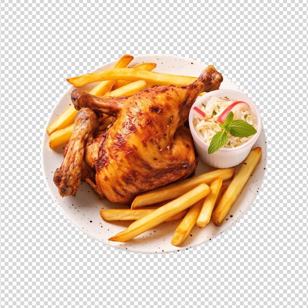 Tiras de pollo con patatas fritas png