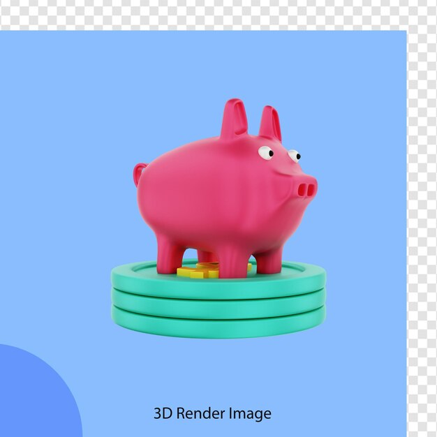 Tirelire de finances de rendu 3d avec des pièces en dollars