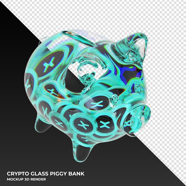 PSD tirelire en verre multiversx egld avec illustration 3d de pièces cryptographiques