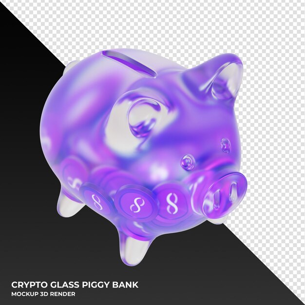 PSD tirelire en verre singularitynet agix avec illustration 3d de pièces cryptographiques