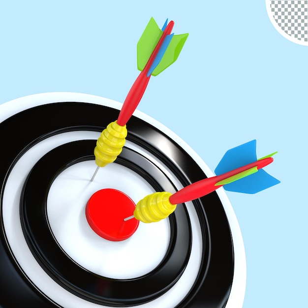 PSD tiro con arco objetivo tablero de dardos bullseye 3d renderizado icono de ilustración aislada