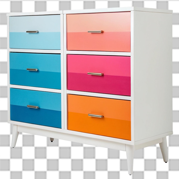 PSD des tiroirs rétro colorés isolés sur un fond transparent