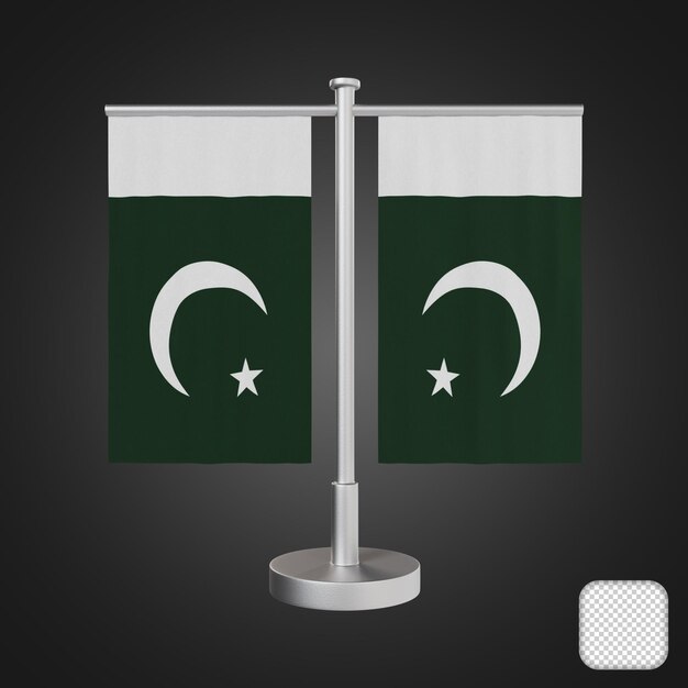 Tisch mit flaggen pakistan 3d-illustration