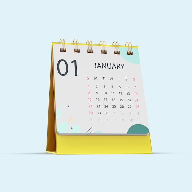 PSD tisch schreibtisch kalender flasche mockup premium vorlage