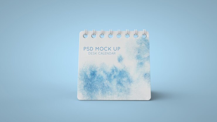 Tischkalender PSD-Mockup 3D-Rendering