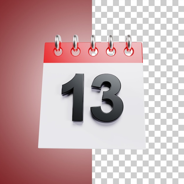 PSD tischkalender tag 13 des monats 3d-rendering