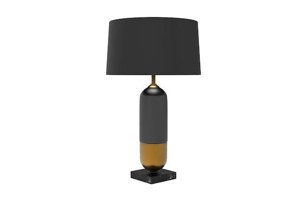Tischlampe mit Schirm 3D-Rendering isoliert auf weißem Hintergrund