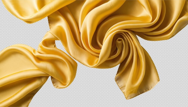 Un tissu de soie jaune flottant dans l'air