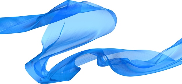 Tissu tissu fluide vague bleu agitant soie volant textile rendu 3d PSD isolé sur fond