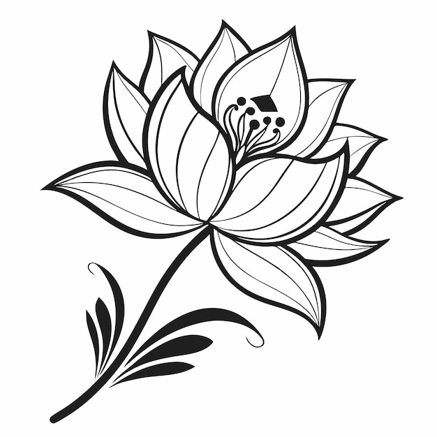Titolo Lotus flower line art design semplice simmetrico