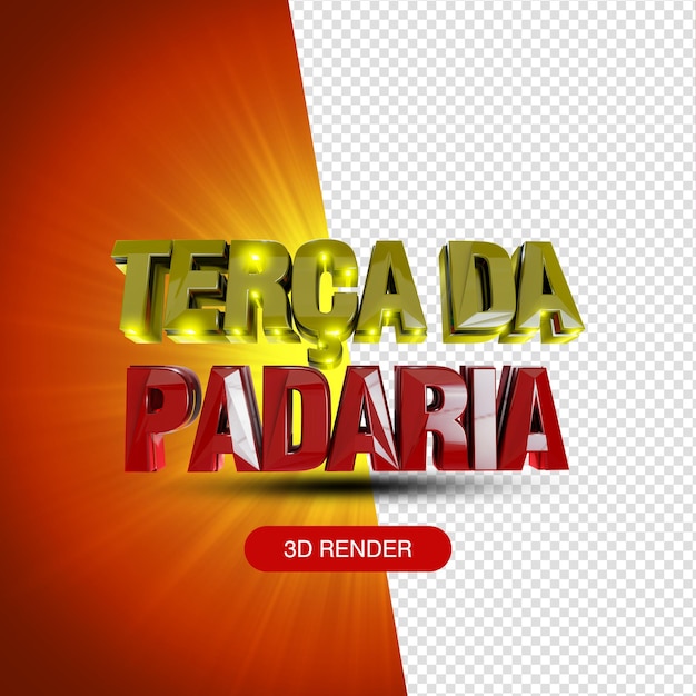 PSD titre de rendu 3d terça da padaria en portugais brésil