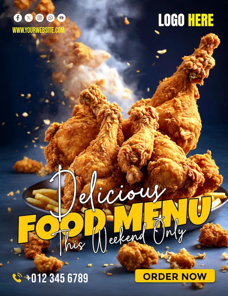 Título creativo moderno Restaurante de pollo frito espacio de copia promocional fondo de banner