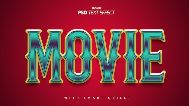 PSD título de la película diseño de efectos de texto en 3d