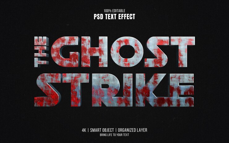 PSD título de una película de terror de fantasmas efecto de texto editable