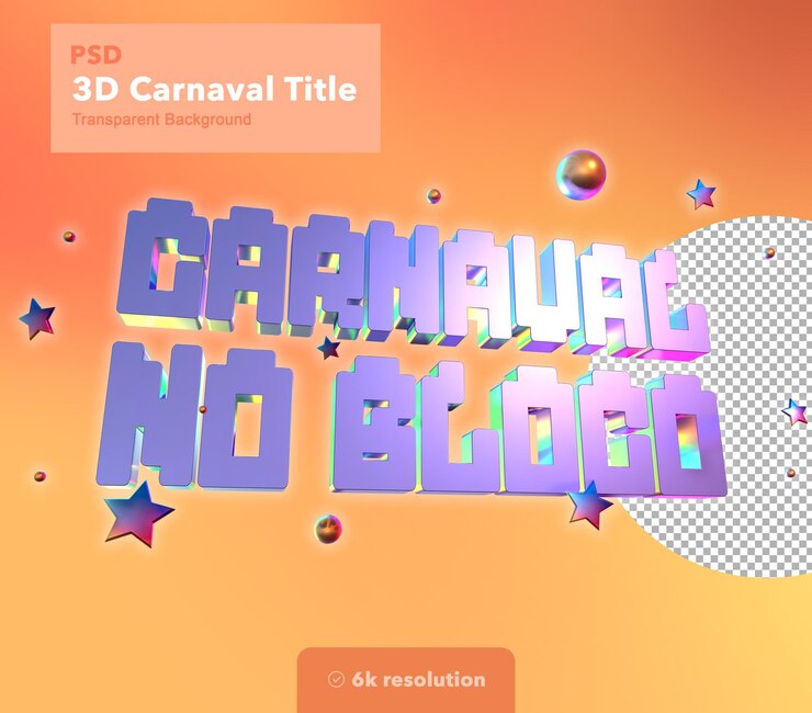 Título púrpura del carnaval brasileño 3D escrito Carnaval no Bloco