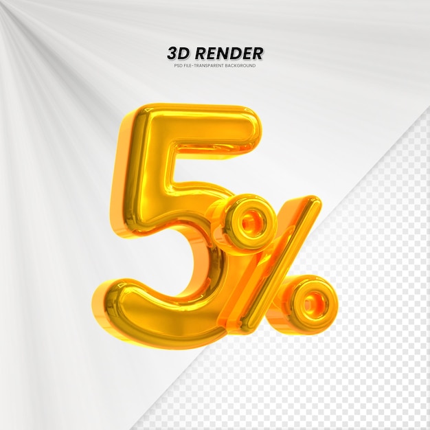 Título de venta de descuento de 3d precio de etiqueta 3d renderización para la composición 5 por ciento