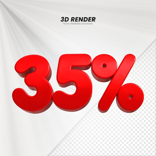 Título de venta de descuento de 3D Rendering para la composición 35 por ciento