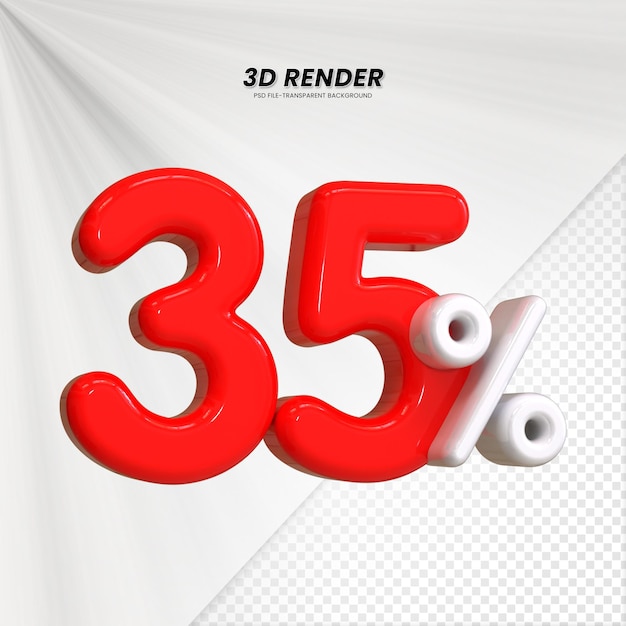 Título de venta de descuento de 3D Rendering para la composición 35 por ciento