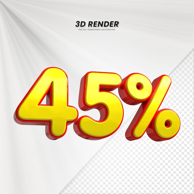 Título de venta de descuento de 3D Rendering para la composición 45 por ciento