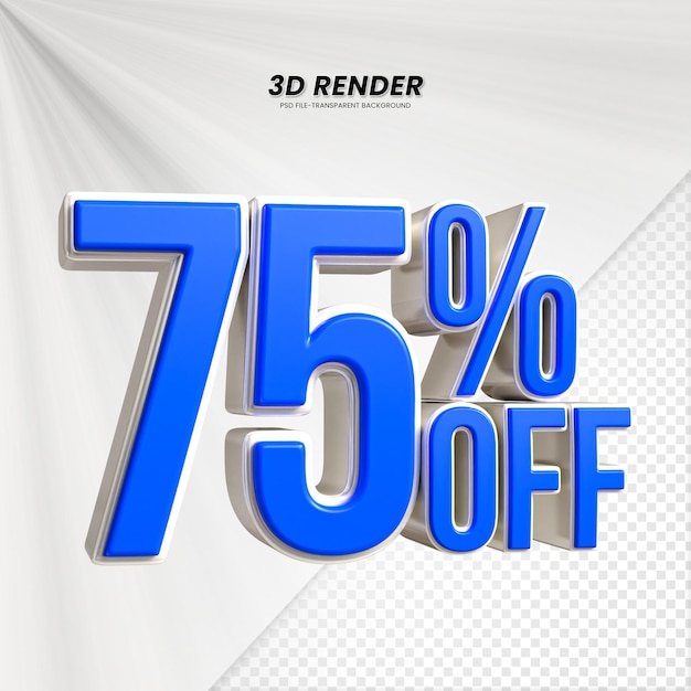 Título de venta de descuento de 3d Rendering para la composición 75% concepto de número