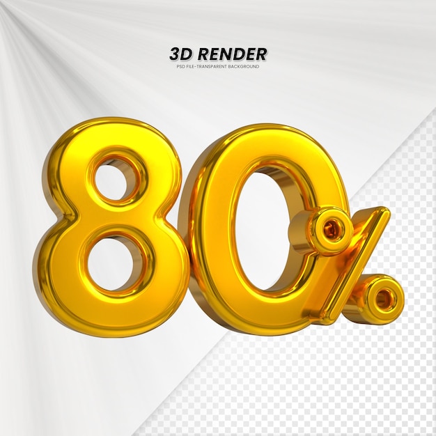 Título de venta de descuento de 3D Rendering para la composición 80 por ciento