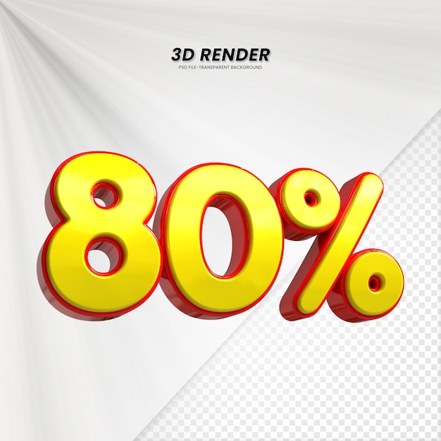 Título de venta de descuento de 3D Rendering para la composición 80 por ciento