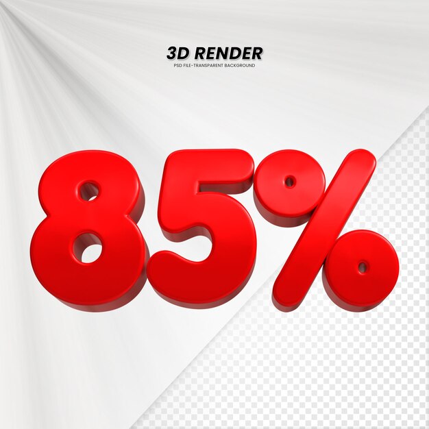 Título de venta de descuento de 3D Rendering para la composición 85 por ciento