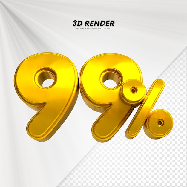Título de venta de descuento de 3d Rendering para la composición 99 por ciento concepto de número