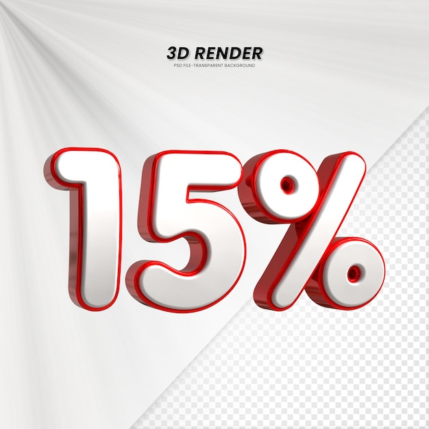 Título de venta de descuento de precio 3D Rendering para la composición 15 por ciento concepto de número