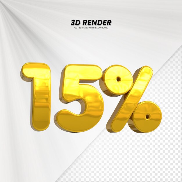 Título de venta de descuento de precio 3D Rendering para la composición 15 por ciento concepto de número