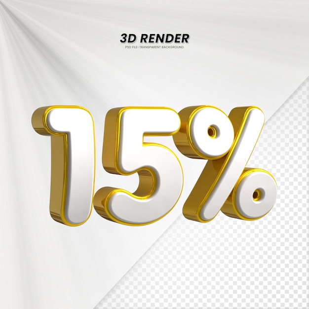 Título de venta de descuento de precio 3D Rendering para la composición 15 por ciento concepto de número