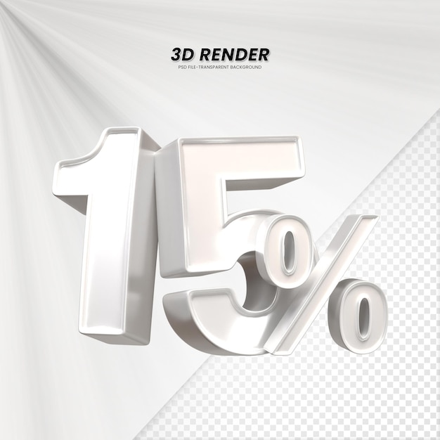 Título de venta de descuento de precio 3D Rendering para la composición 15 por ciento concepto de número