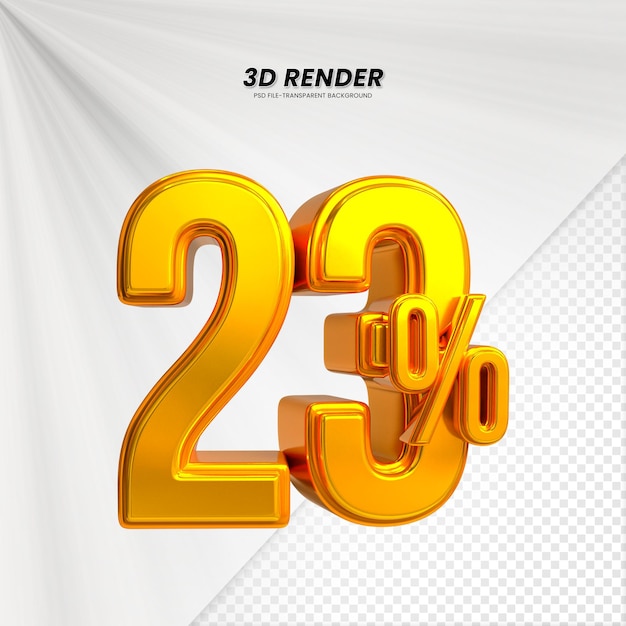 Título de venta de descuento de precio 3D Rendering para la composición 23 por ciento concepto de número