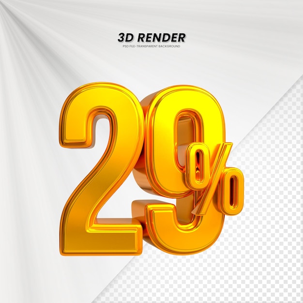 Título de venta de descuento de precio 3D Rendering para la composición 29 por ciento concepto de número