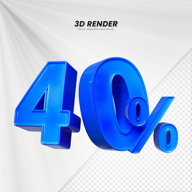 Título de venta de descuento de precio 3D Rendering para la composición 40 por ciento concepto de número