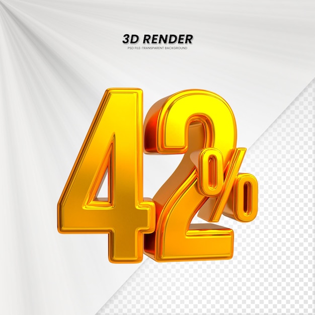 Título de venta de descuento de precio 3D Rendering para la composición 42 por ciento concepto de número