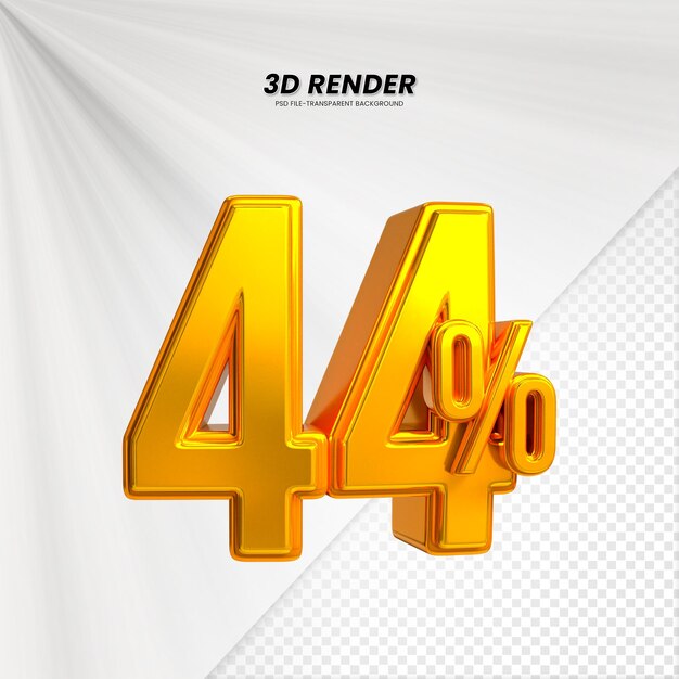 Título de venta de descuento de precio 3D Rendering para la composición 44 por ciento concepto de número