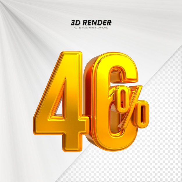 Título de venta de descuento de precio 3D Rendering para la composición 46 por ciento concepto de número