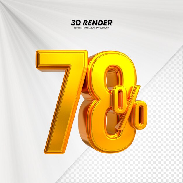 Título de venta de descuento de precio 3D Rendering para la composición 78 por ciento concepto de número