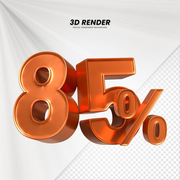 Título de venta de descuento de precio 3d Rendering para la composición 85 por ciento concepto de número