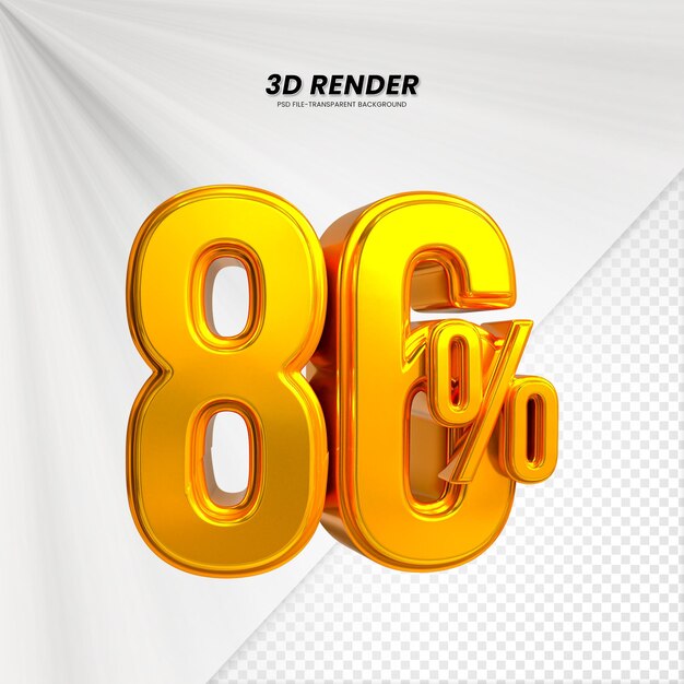 Título de venta de descuento de precio 3D Rendering para la composición 86 por ciento concepto de número
