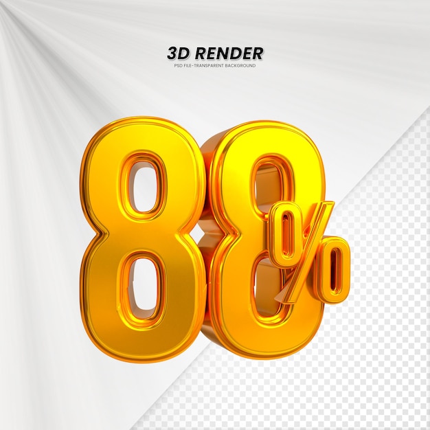 Título de venta de descuento de precio 3D Rendering para la composición 88 por ciento concepto de número