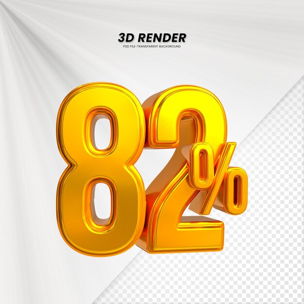 Título de venta de descuento de precio 3d Rendering para la composición Concepto de número del 82 por ciento