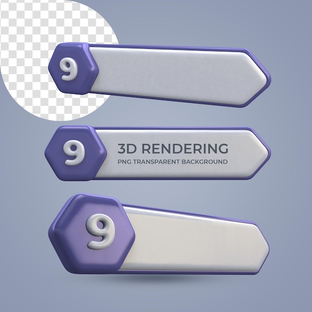 To do list banner numéro 9 rendu 3d fond transparent isolé
