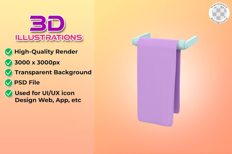 PSD toalla 3d para decoración del hogar