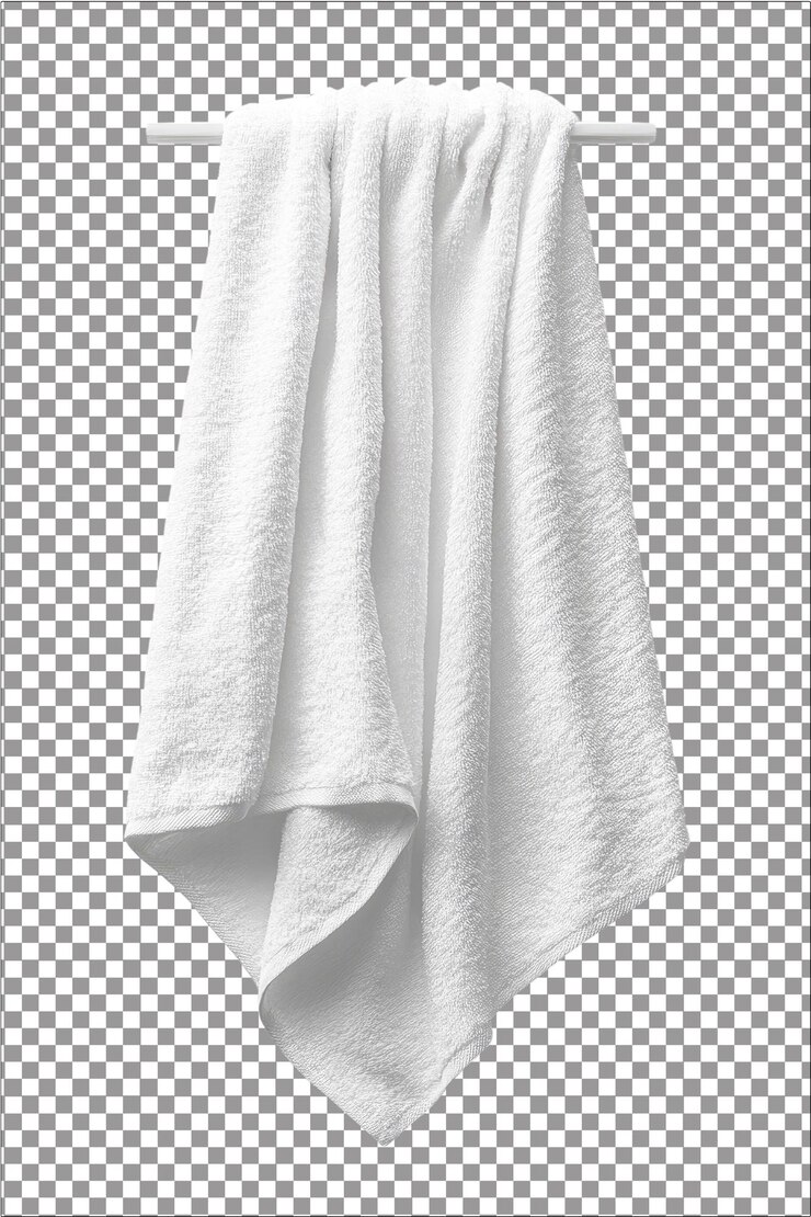 Toalla de cocina tela suave y absorbente hiperrealista blanco aislado plano trasfondo transparente