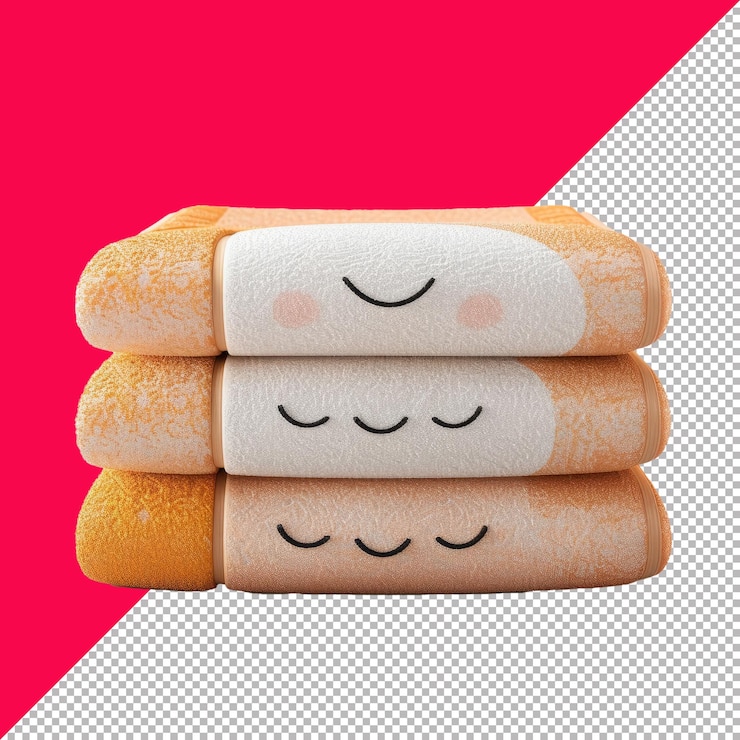 PSD toalla linda 3d dibujos animados aislados render trasfondo transparente png psd