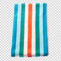 PSD toalla de playa despojada de colores aislada sobre un fondo transparente