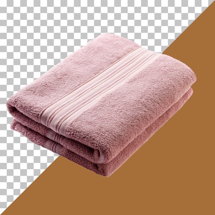 una toalla rosa con una franja blanca en la parte inferior